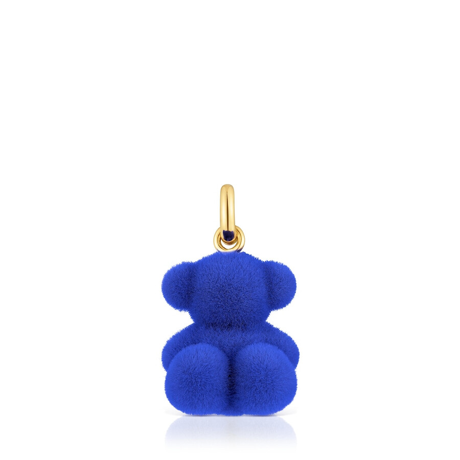 ciondolo orso di velluto blu con placcatura in oro 18kt su argento bold bear