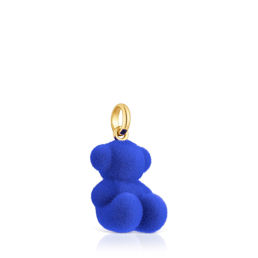 ciondolo orso di velluto blu con placcatura in oro 18kt su argento bold bear