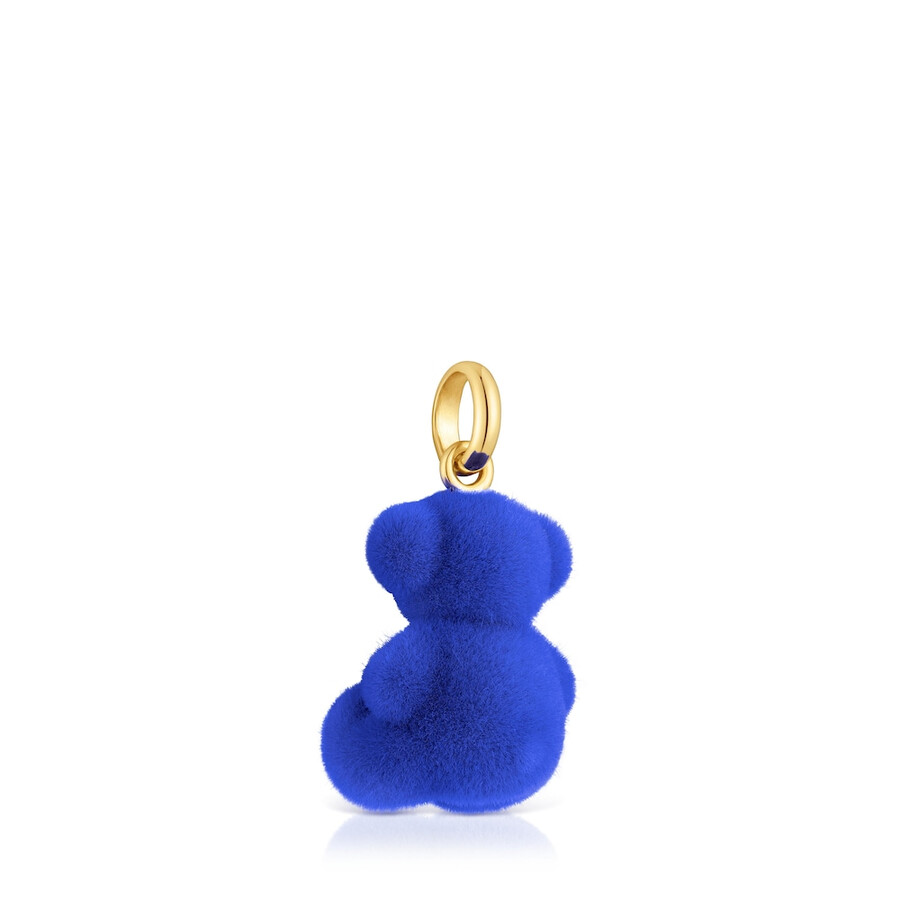 ciondolo orso di velluto blu con placcatura in oro 18kt su argento bold bear