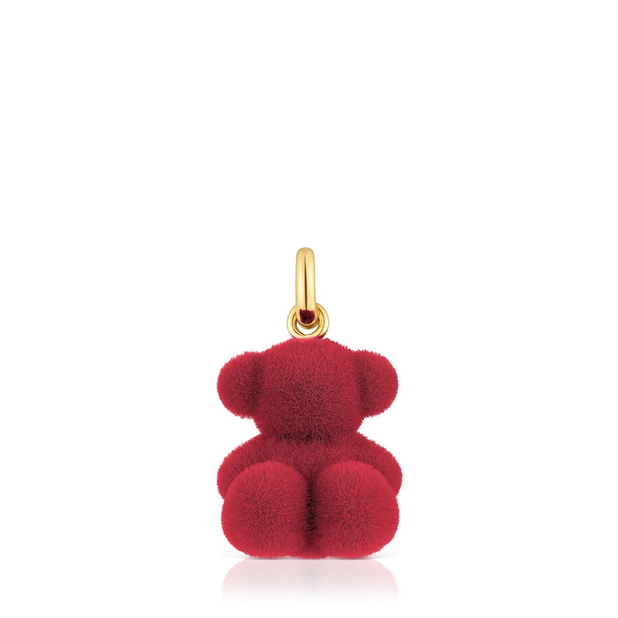 ciondolo a forma di orso in velluto color bordeaux con placcatura in oro 18kt su argento bold bear