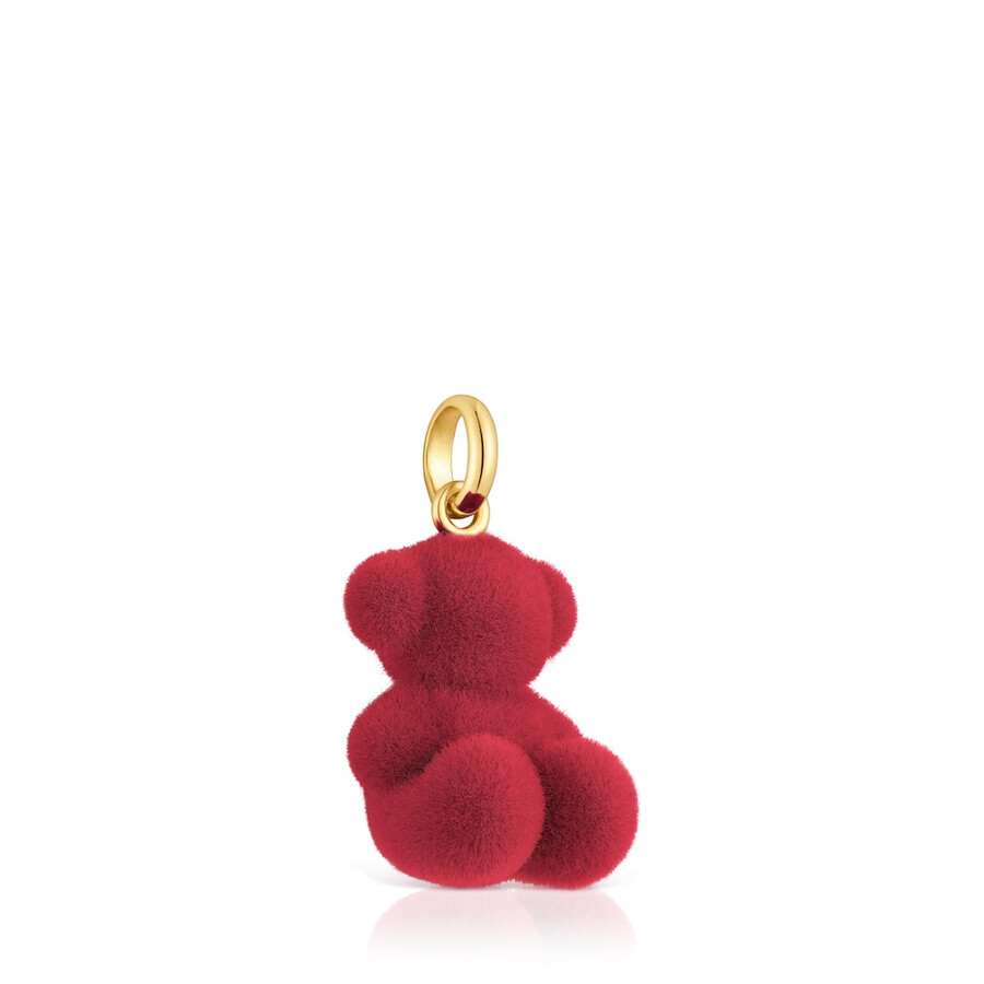 ciondolo a forma di orso in velluto color bordeaux con placcatura in oro 18kt su argento bold bear