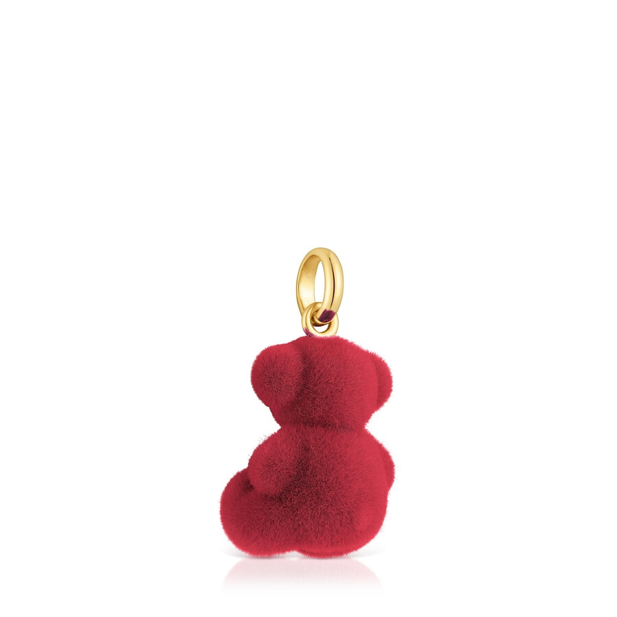 ciondolo a forma di orso in velluto color bordeaux con placcatura in oro 18kt su argento bold bear