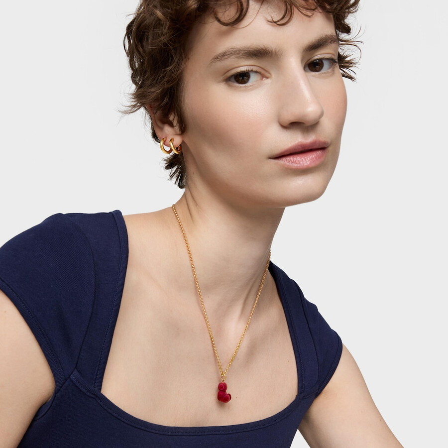 ciondolo a forma di orso in velluto color bordeaux con placcatura in oro 18kt su argento bold bear