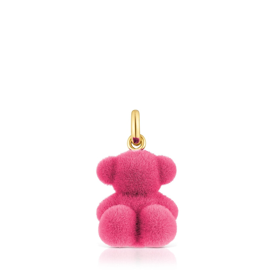 ciondolo a forma di orso di velluto rosa con placcatura in oro 18kt su argento bold bear