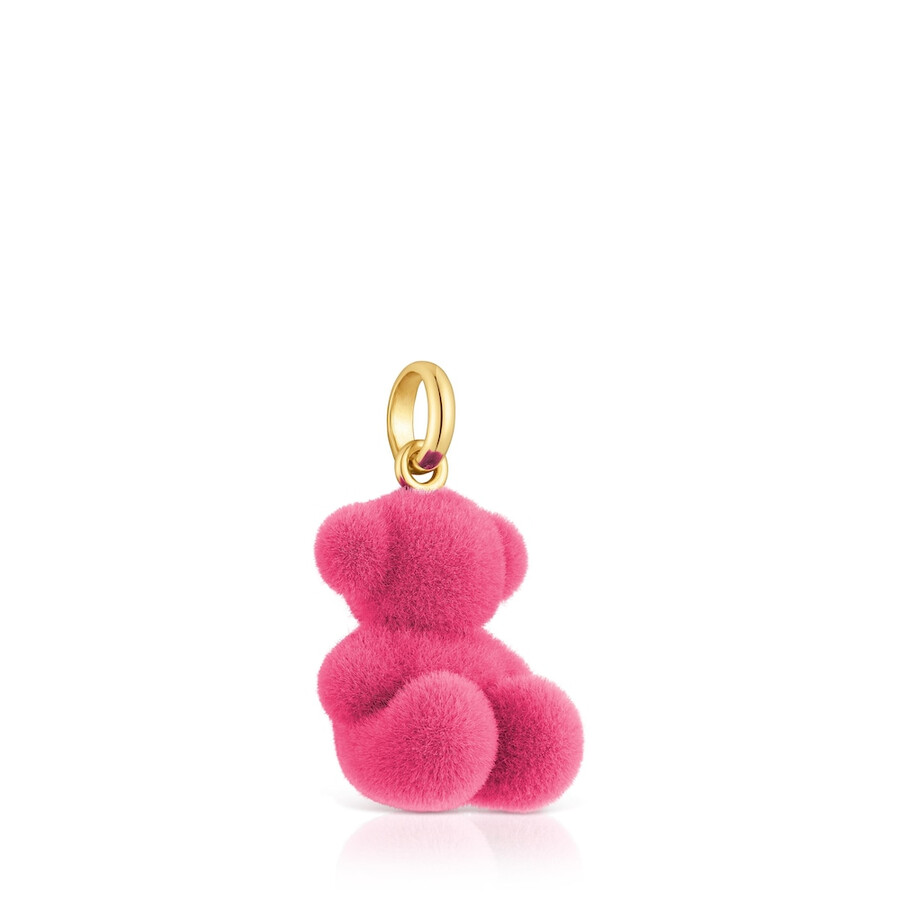 ciondolo a forma di orso di velluto rosa con placcatura in oro 18kt su argento bold bear