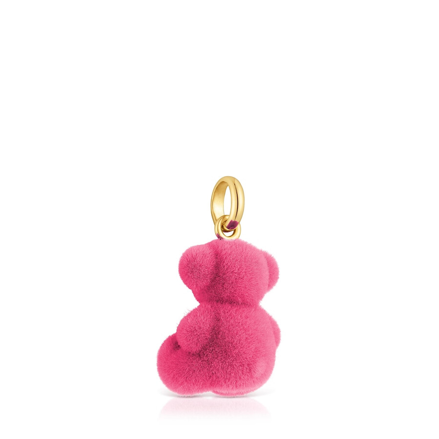 ciondolo a forma di orso di velluto rosa con placcatura in oro 18kt su argento bold bear