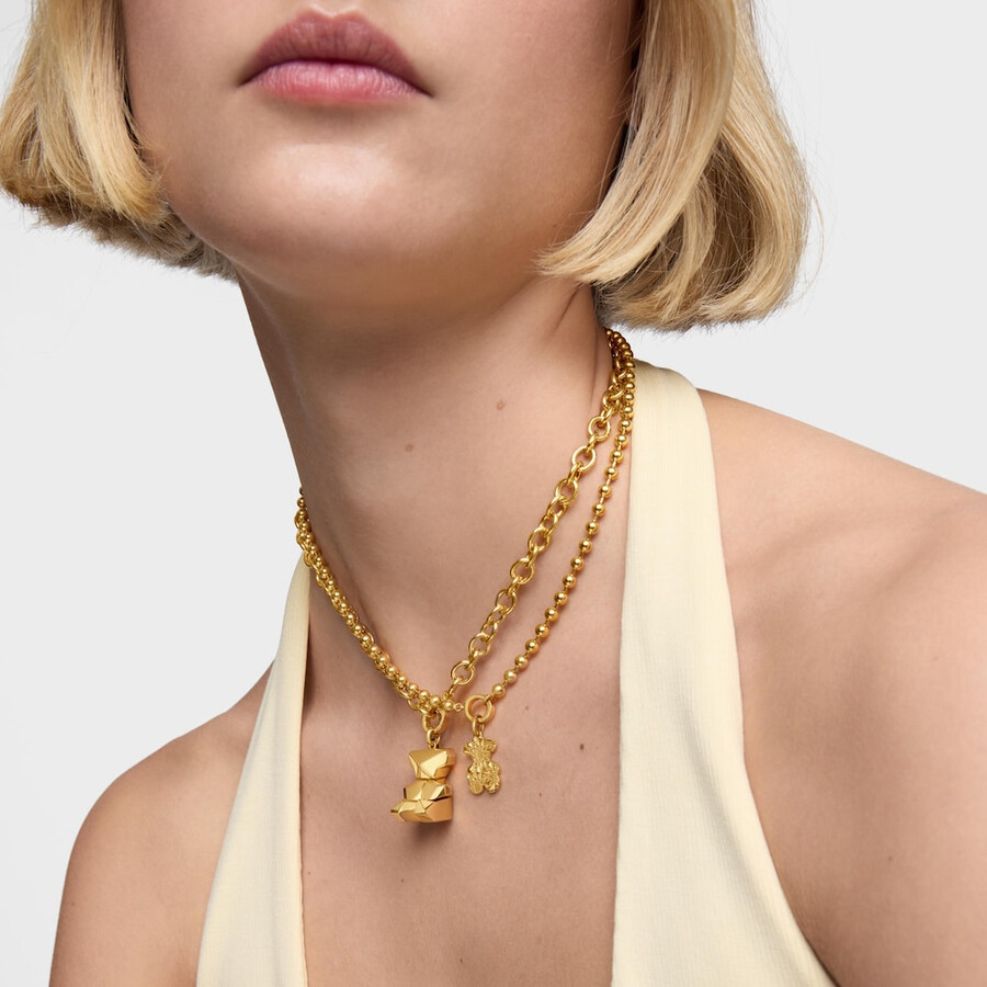 ciondolo a forma di orso cubo con placcatura in oro 18kt su argento tous sweet 40s