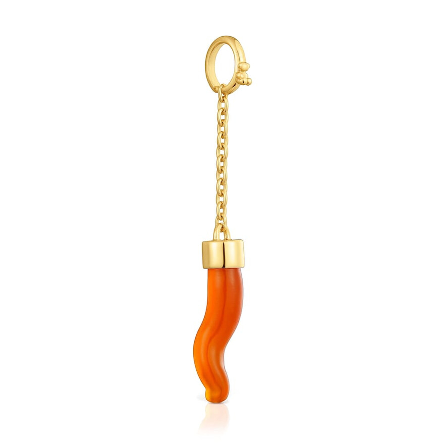 pendente con placcatura in oro 18kt su medaglioni in argento e corniola