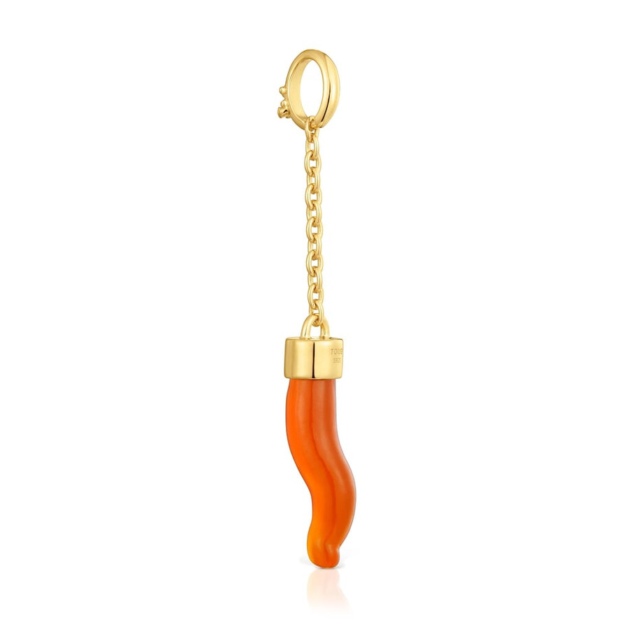 pendente con placcatura in oro 18kt su medaglioni in argento e corniola