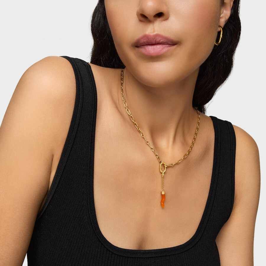 pendente con placcatura in oro 18kt su medaglioni in argento e corniola