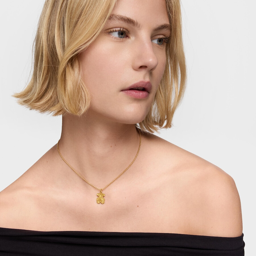 ciondolo a forma di orso lavorato con placcatura in oro 18kt su argento sweet dolls