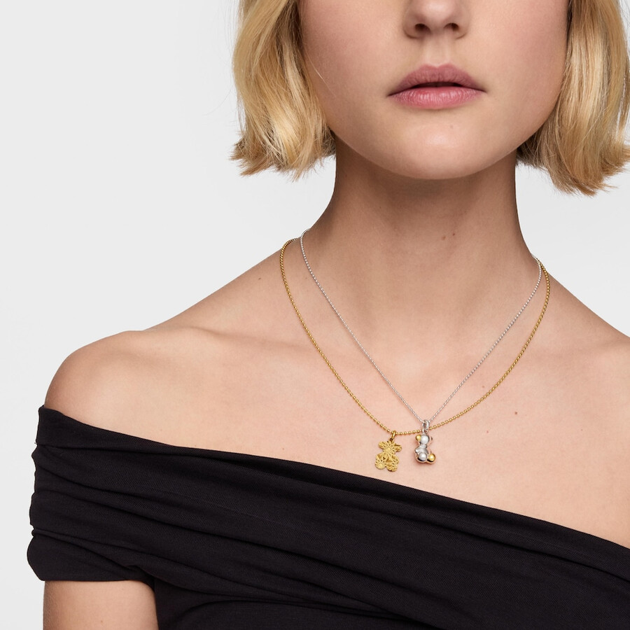 ciondolo a forma di orso lavorato con placcatura in oro 18kt su argento sweet dolls