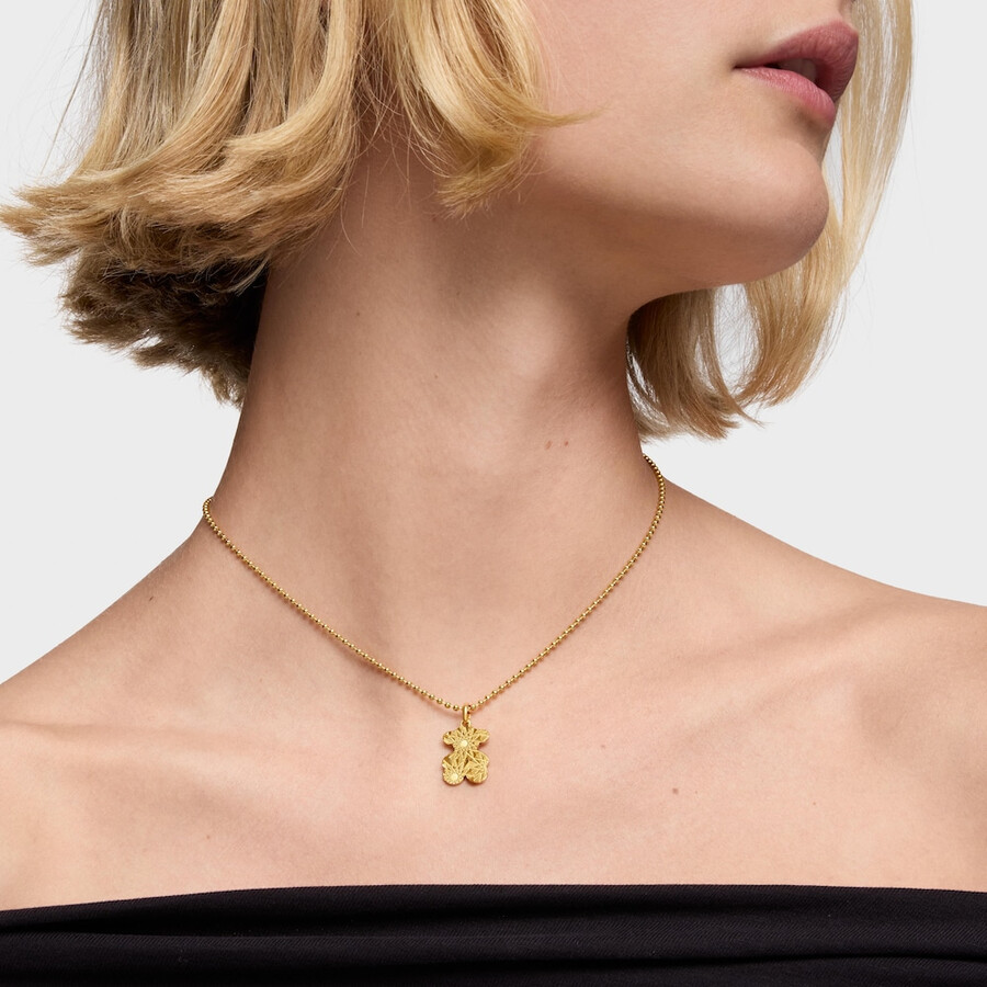 ciondolo a forma di orso lavorato con placcatura in oro 18kt su argento sweet dolls