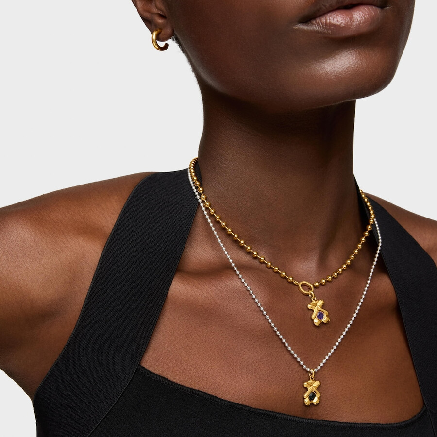ciondolo con placcatura in oro 18kt su argento e ametista tous sweet 40s