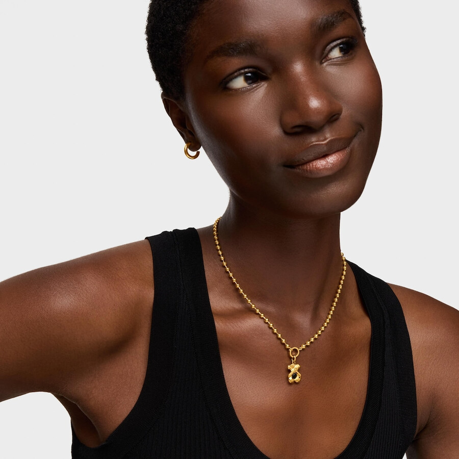 ciondolo con placcatura in oro 18kt su argento e onice tous sweet 40s