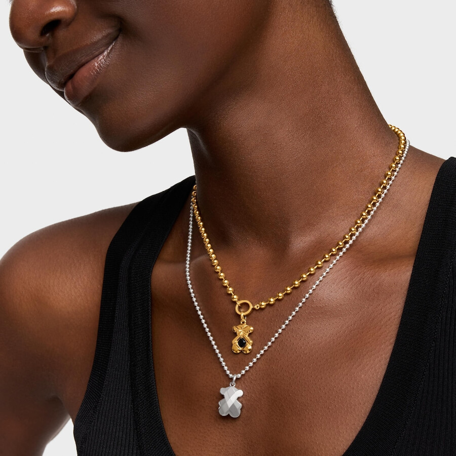 ciondolo con placcatura in oro 18kt su argento e onice tous sweet 40s