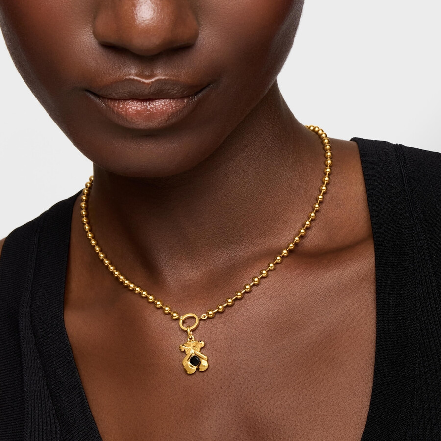 ciondolo con placcatura in oro 18kt su argento e onice tous sweet 40s