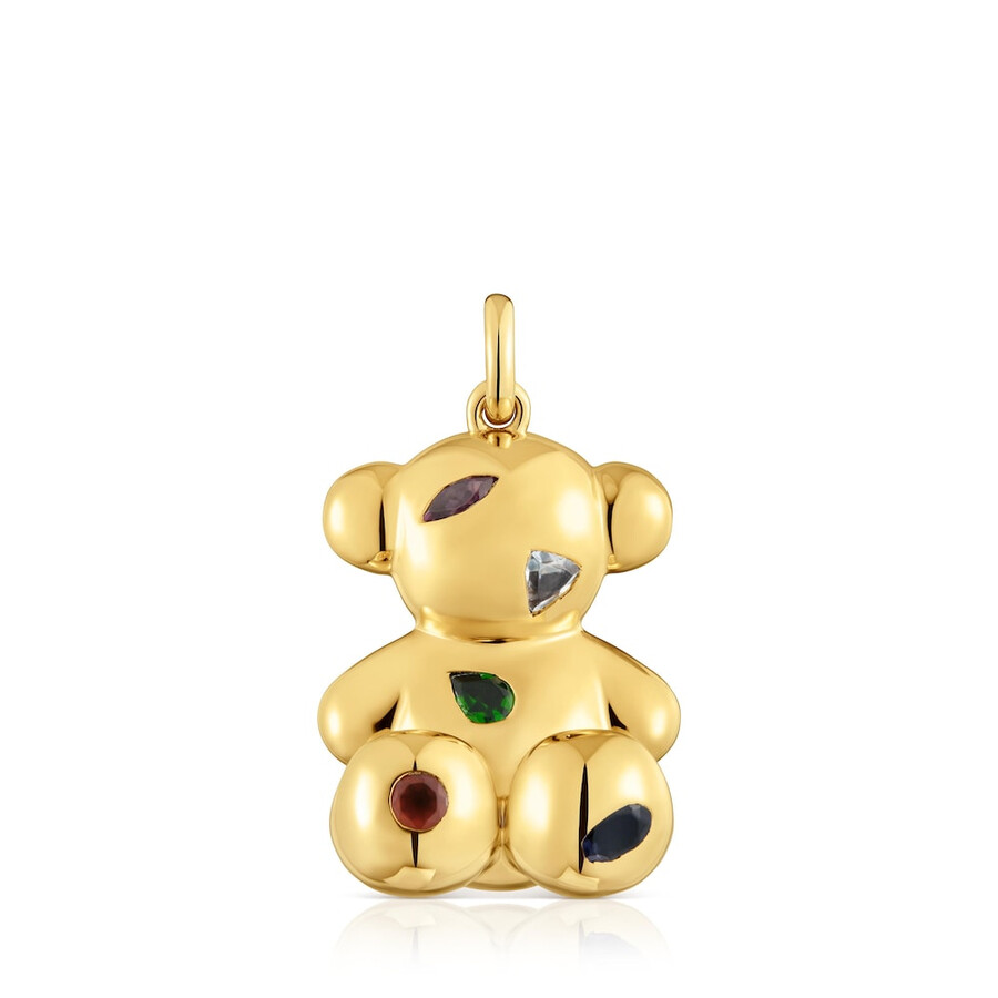 ciondolo a forma di orso con placcatura in oro 18kt su argento e pietre preziose bold bear