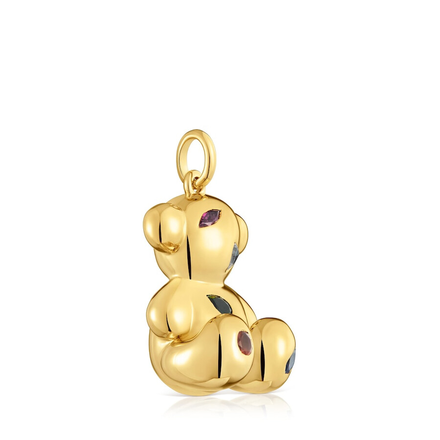 ciondolo a forma di orso con placcatura in oro 18kt su argento e pietre preziose bold bear