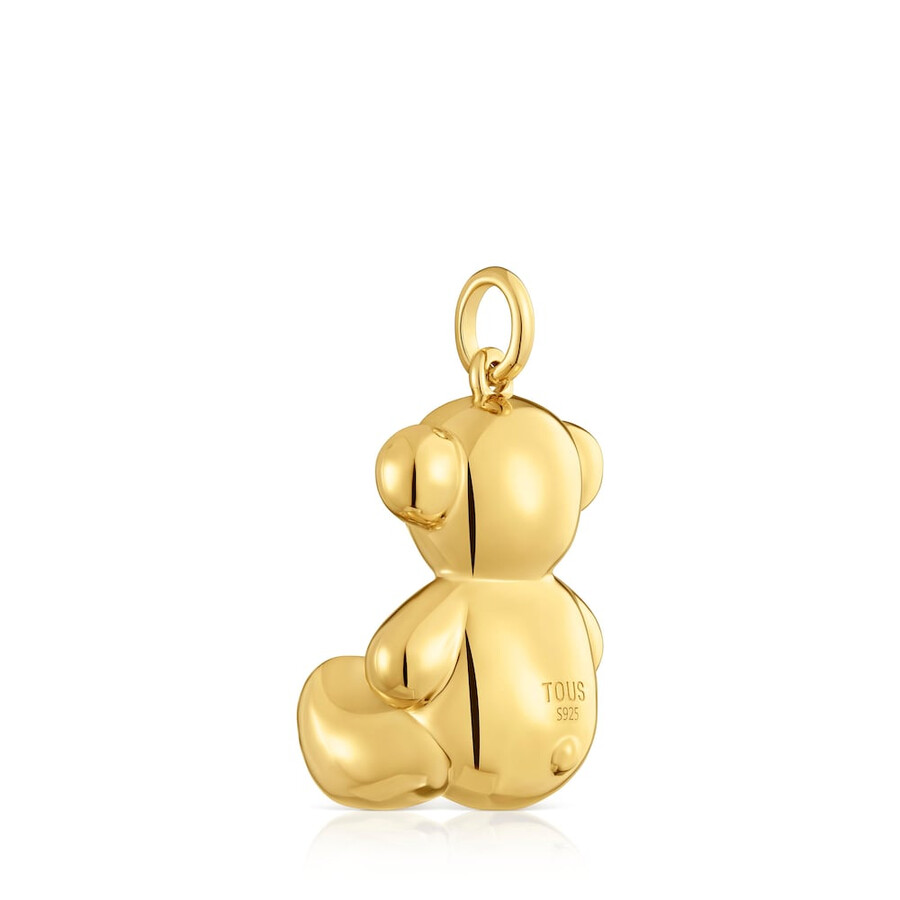 ciondolo a forma di orso con placcatura in oro 18kt su argento e pietre preziose bold bear