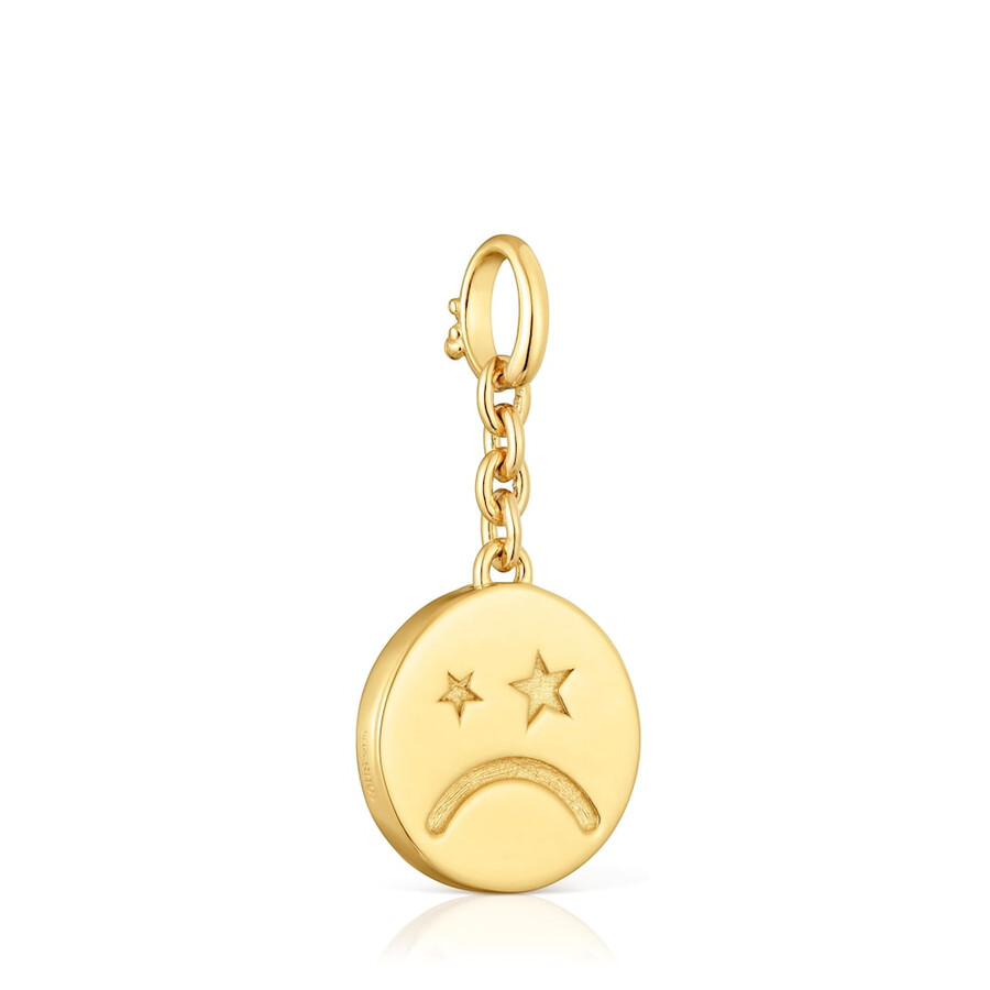 ciondolo smile con placcatura in oro 18kt su argento madreperla e pietre preziose da 15 mm medaglioni