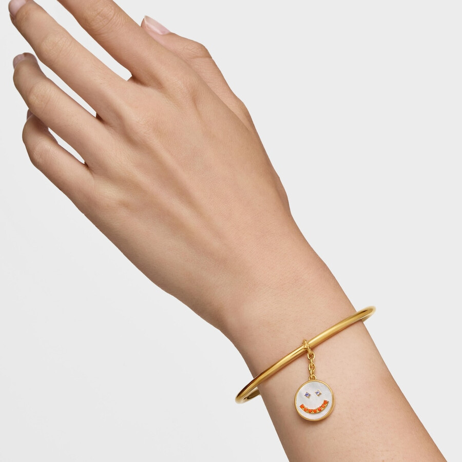 ciondolo smile con placcatura in oro 18kt su argento madreperla e pietre preziose da 15 mm medaglioni