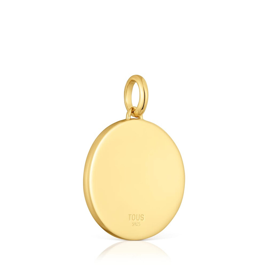 ciondolo smile con placcatura in oro 18kt su argento madreperla e pietre preziose da 22 mm medaglioni