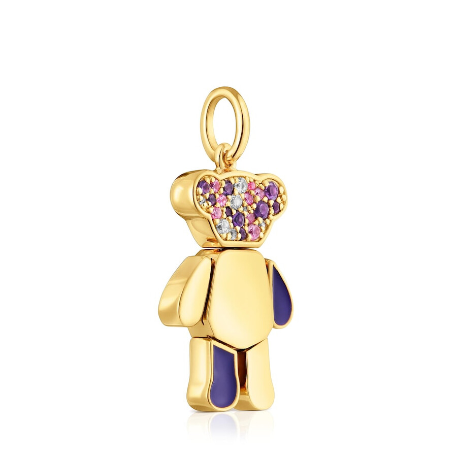 ciondolo a forma di orso con placcatura in oro 18kt su argento e ametiste teddy bear