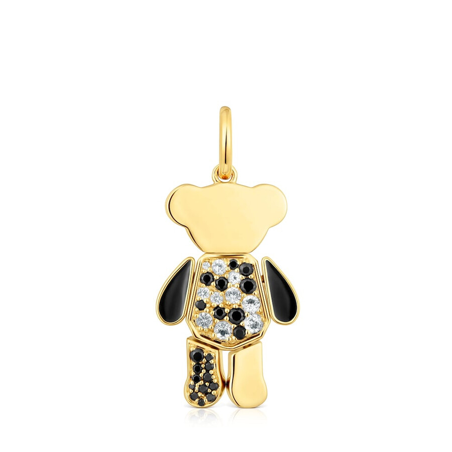 ciondolo a forma di orso con placcatura in oro 18kt su argento e pietre preziose orsetto di peluche