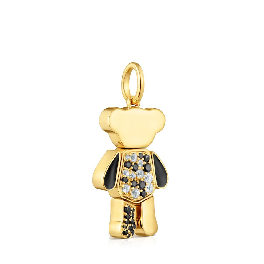ciondolo a forma di orso con placcatura in oro 18kt su argento e pietre preziose orsetto di peluche