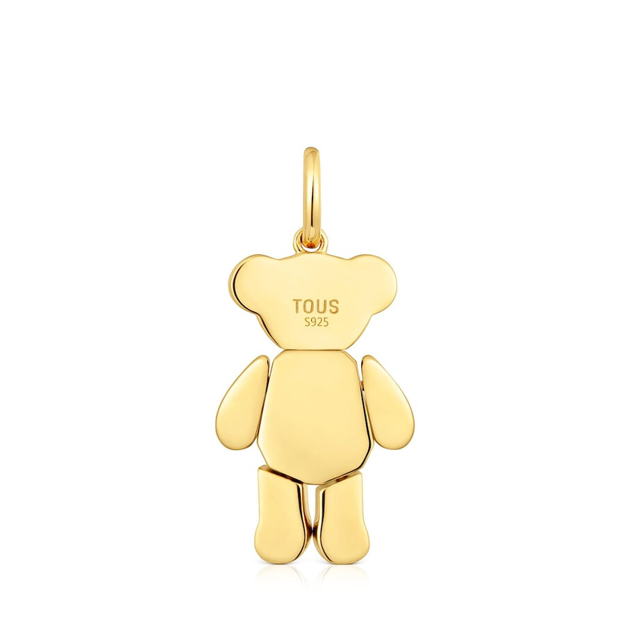 ciondolo a forma di orso con placcatura in oro 18kt su argento e pietre preziose orsetto di peluche