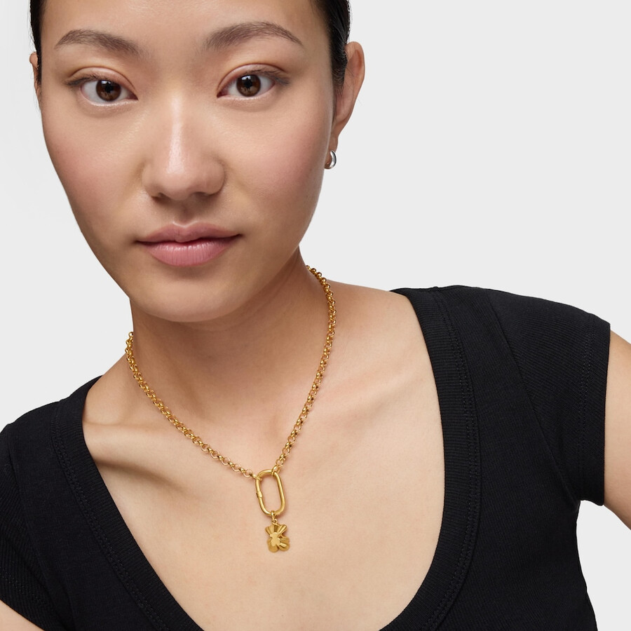ciondolo a forma di orso proiettato con placcatura in oro 18kt su argento tous sweet 40s