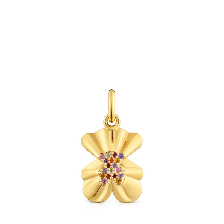 ciondolo a forma di orso proiettato con placcatura in oro 18kt su argento e pietre preziose tous sweet 40s