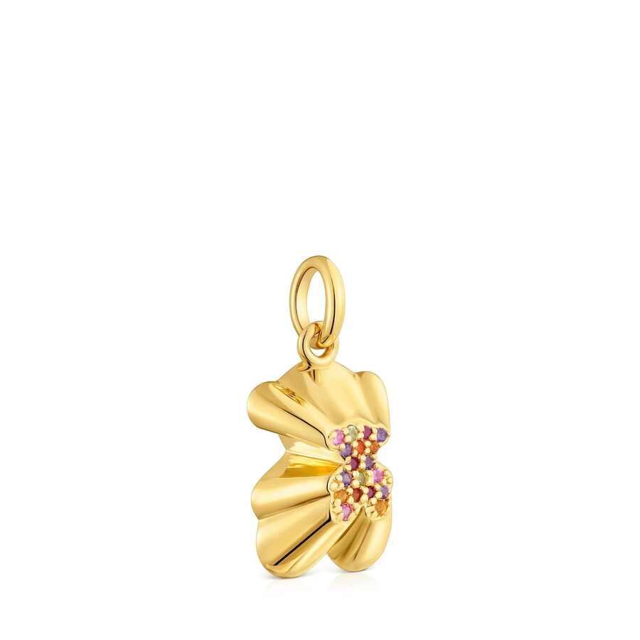 ciondolo a forma di orso proiettato con placcatura in oro 18kt su argento e pietre preziose tous sweet 40s