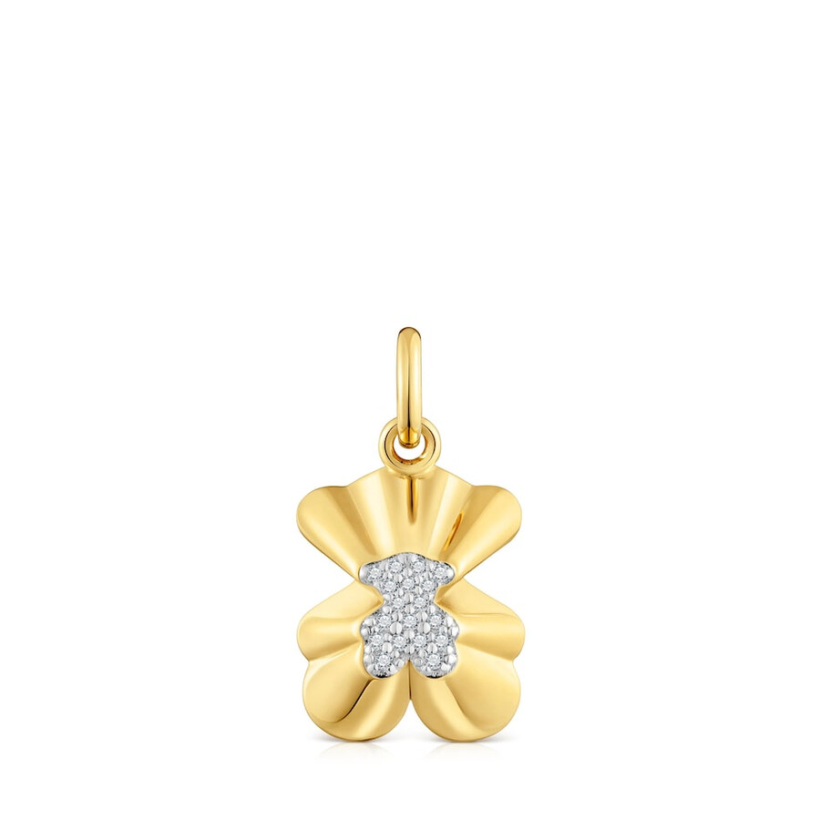 ciondolo a forma di orso proiettato con placcatura in oro 18kt su argento e diamanti tous sweet 40s