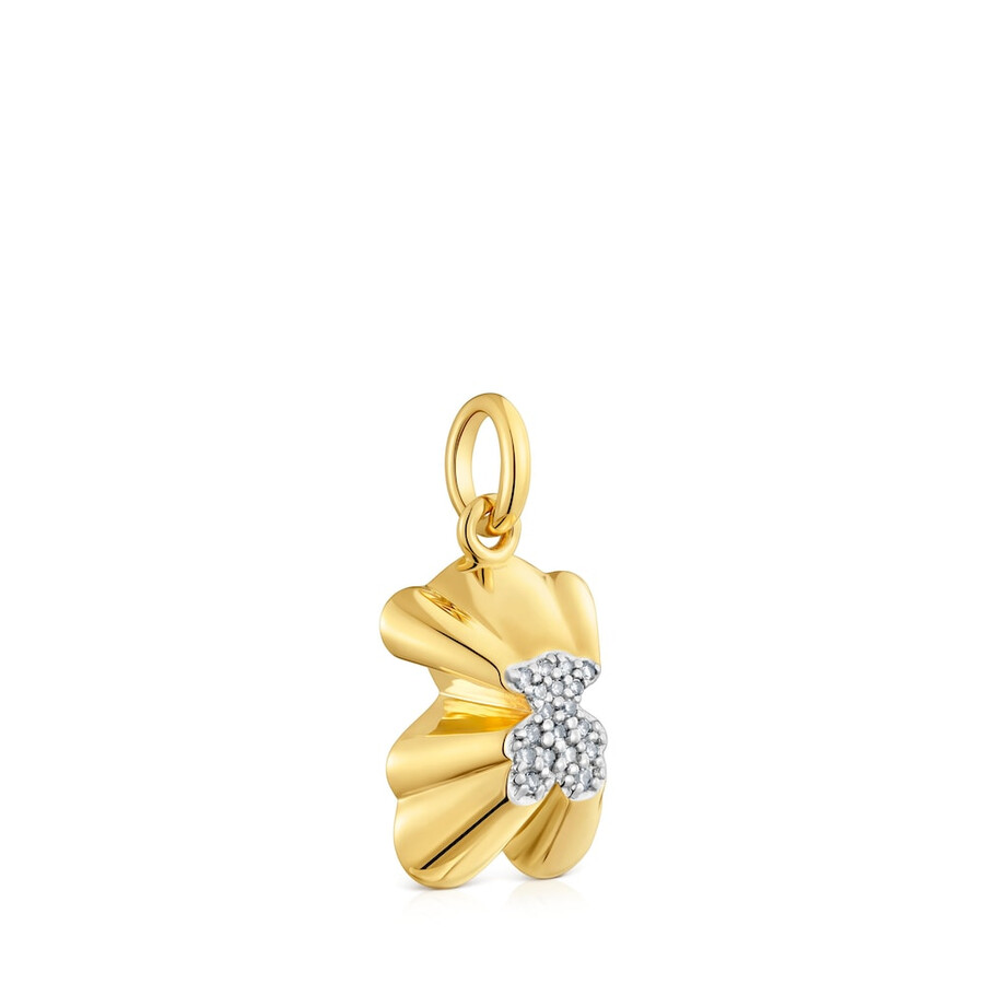 ciondolo a forma di orso proiettato con placcatura in oro 18kt su argento e diamanti tous sweet 40s