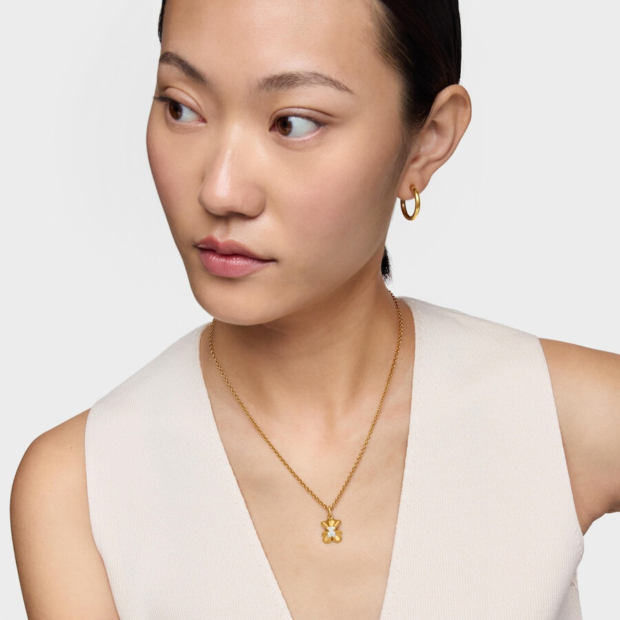 ciondolo a forma di orso proiettato con placcatura in oro 18kt su argento e diamanti tous sweet 40s