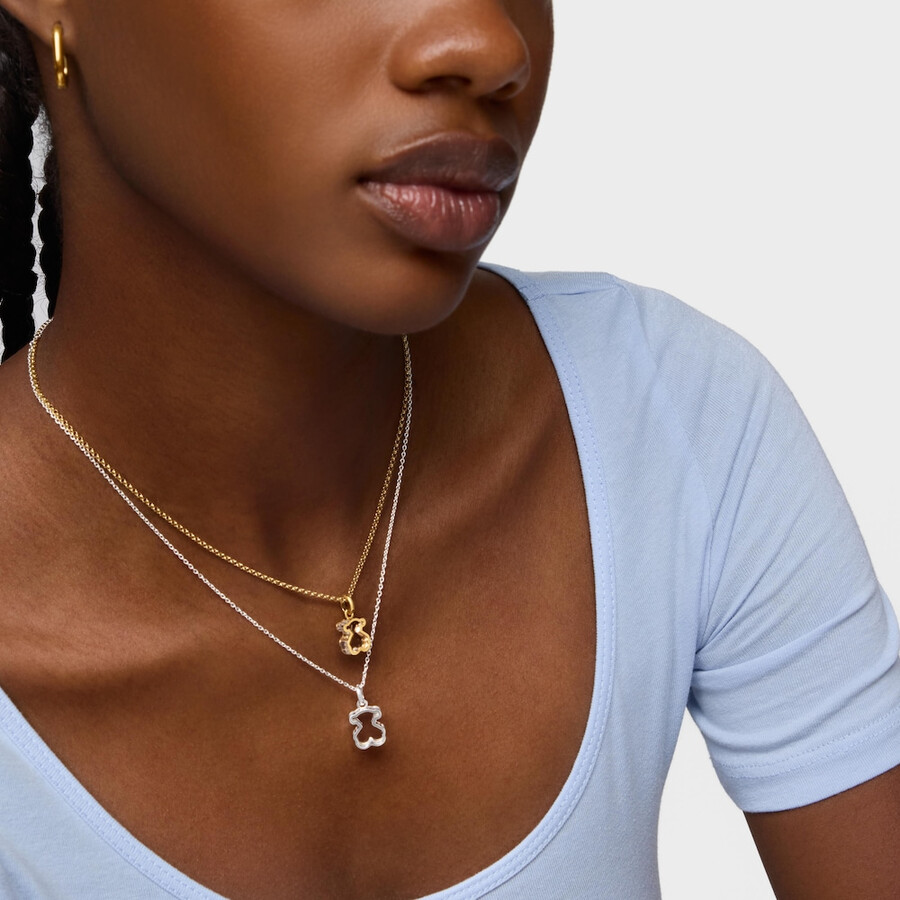 ciondolo con placcatura in oro 18kt su argento e vetro acrilico bianco galaxy