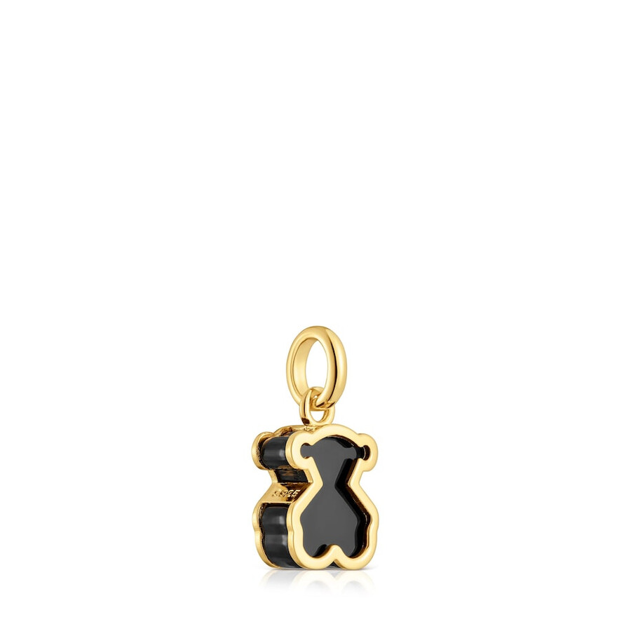 ciondolo con placcatura in oro 18kt su argento e vetro acrilico nero galaxy