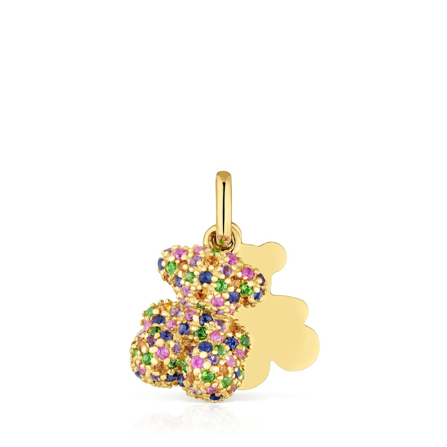 ciondolo doppio orso in oro 14kt con pietre preziose bold bear