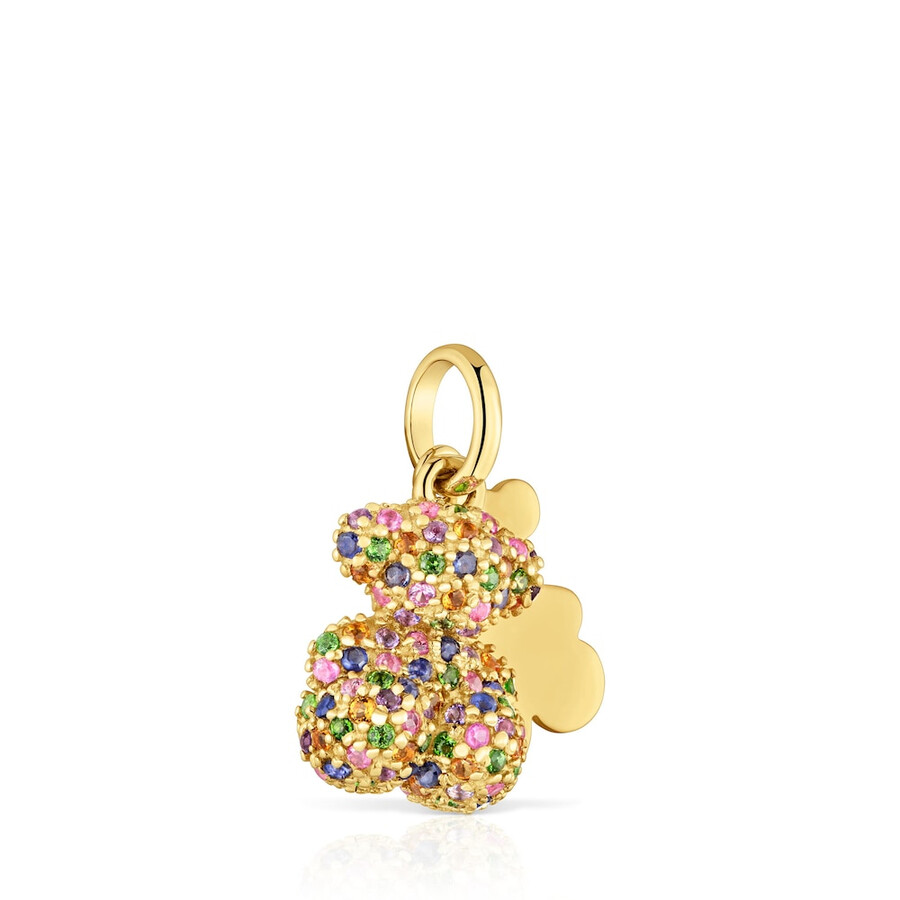 ciondolo doppio orso in oro 14kt con pietre preziose bold bear