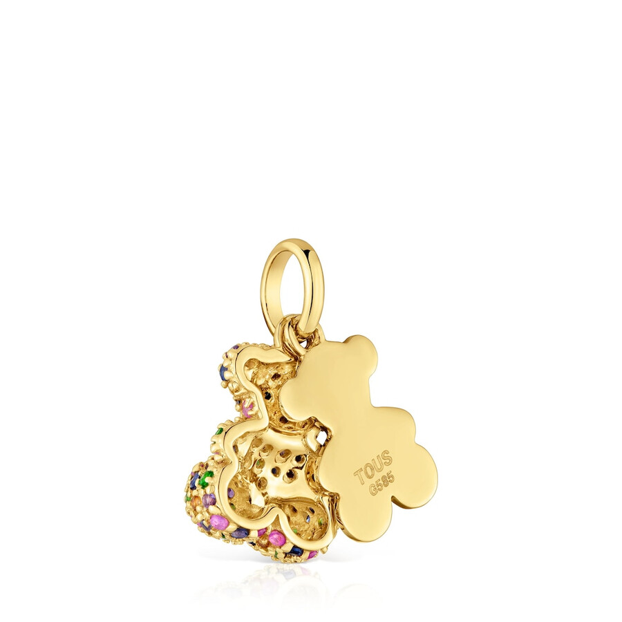 ciondolo doppio orso in oro 14kt con pietre preziose bold bear