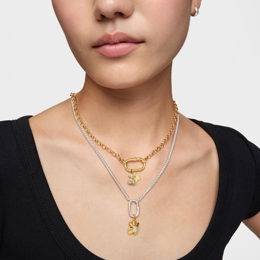 ciondolo doppio orso in oro 14kt con pietre preziose bold bear