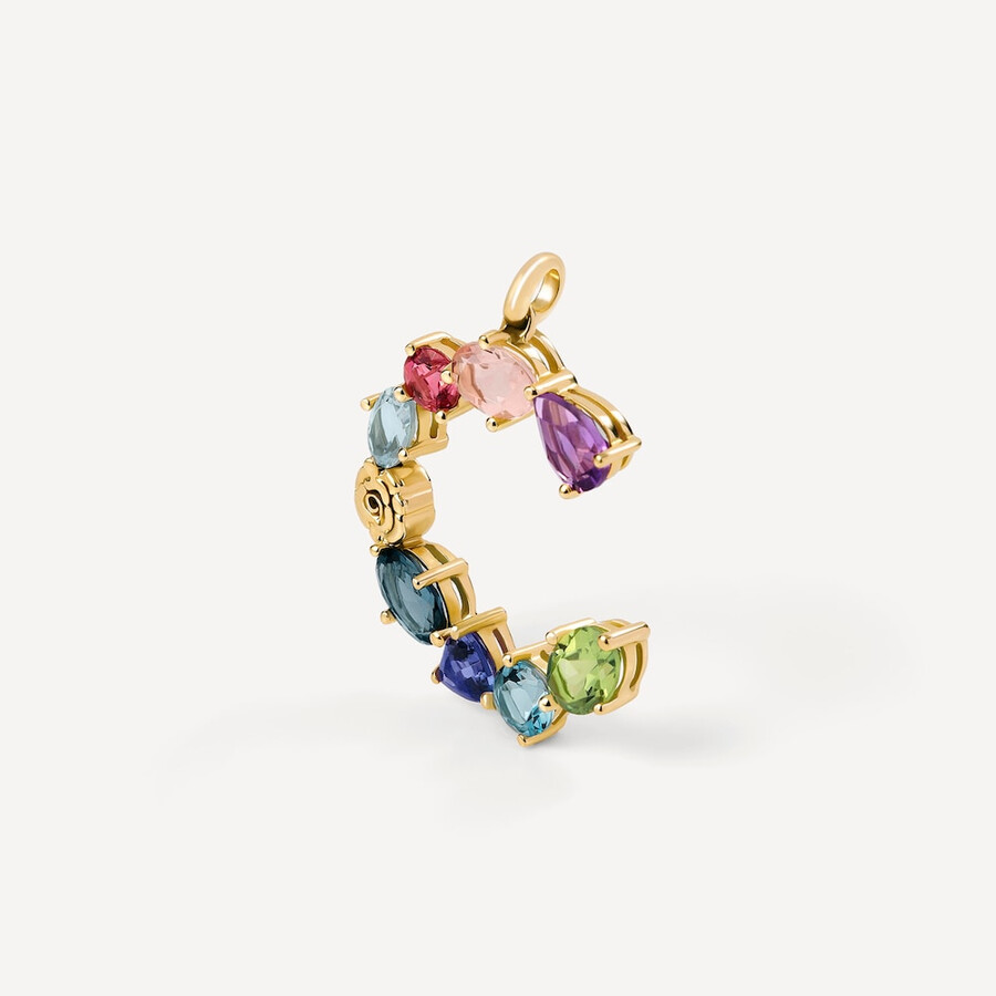 ciondolo lettera c in oro con pietre preziose tous atelier