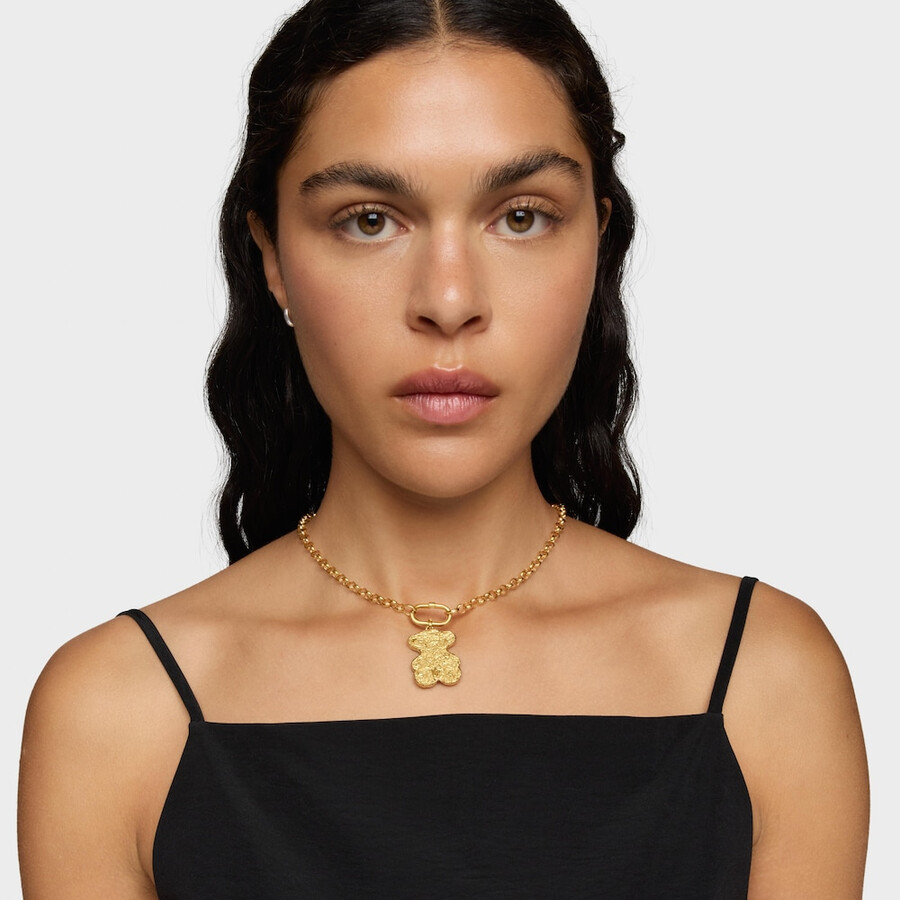 grande ciondolo con placcatura in oro 18kt su orsetto in argento sweet dolls