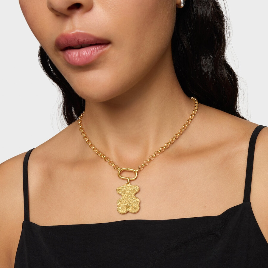 grande ciondolo con placcatura in oro 18kt su orsetto in argento sweet dolls
