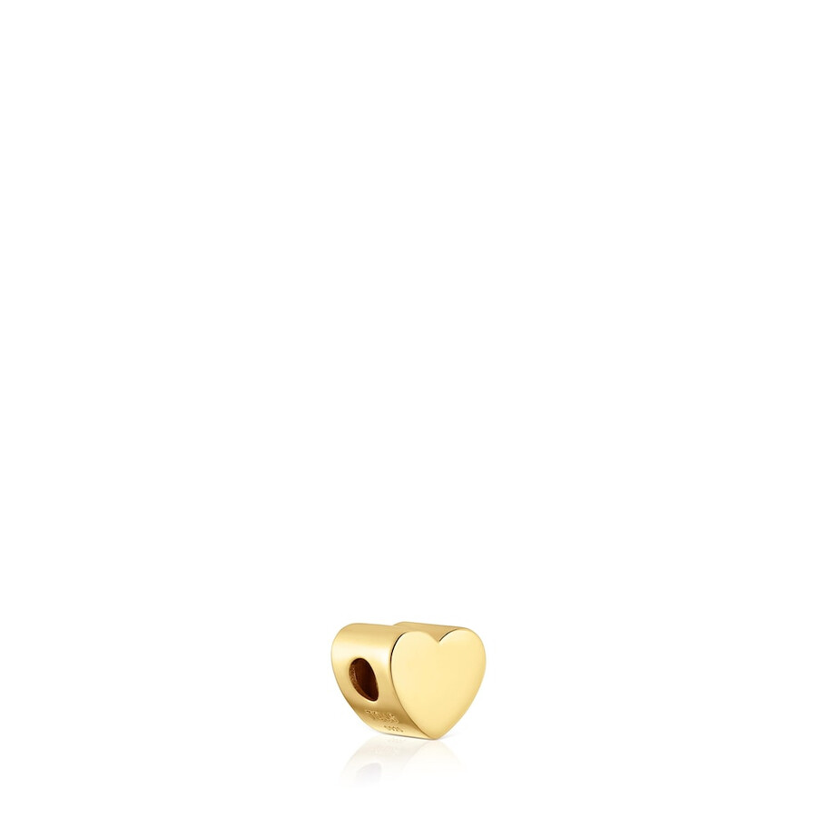 ciondolo con motivo a cuore da 7 mm con placcatura in oro 18 carati su tubo in maglia tous in argento