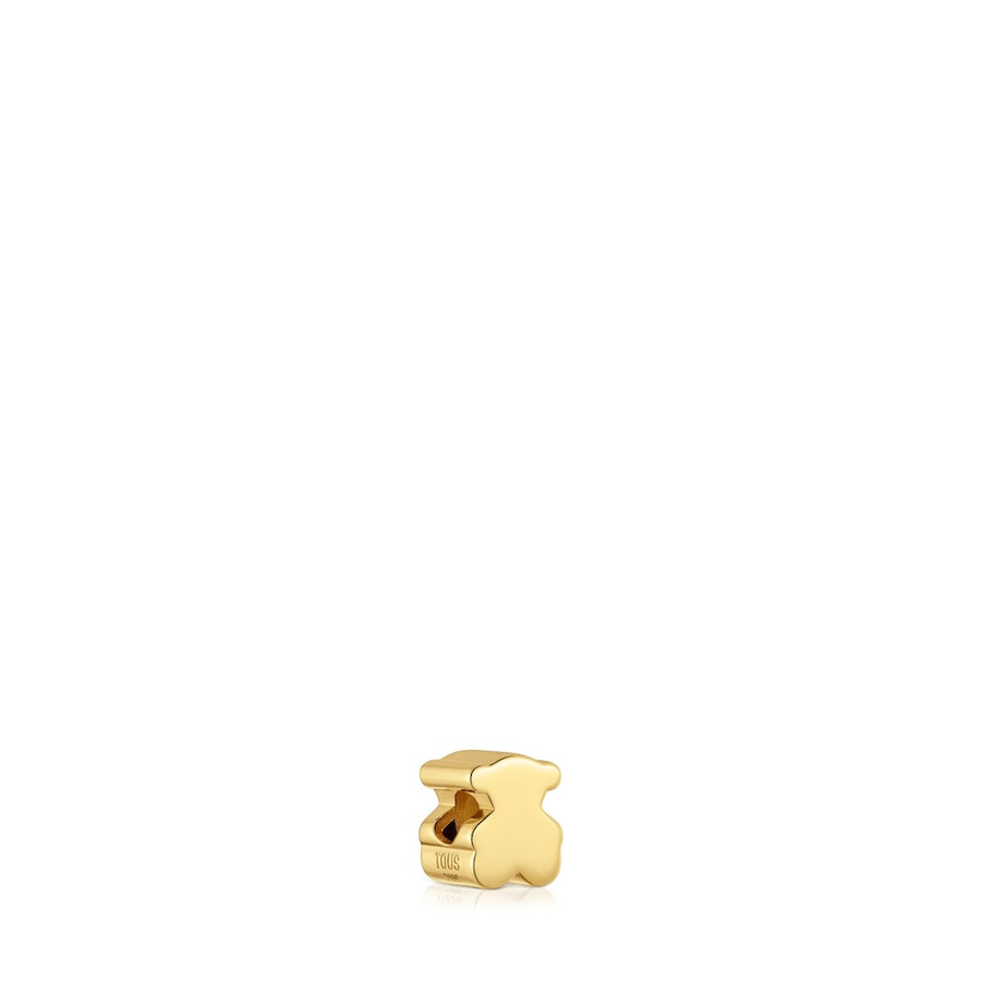 ciondolo con motivo a orso da 7 mm con placcatura in oro 18 carati su tubo in maglia tous in argento