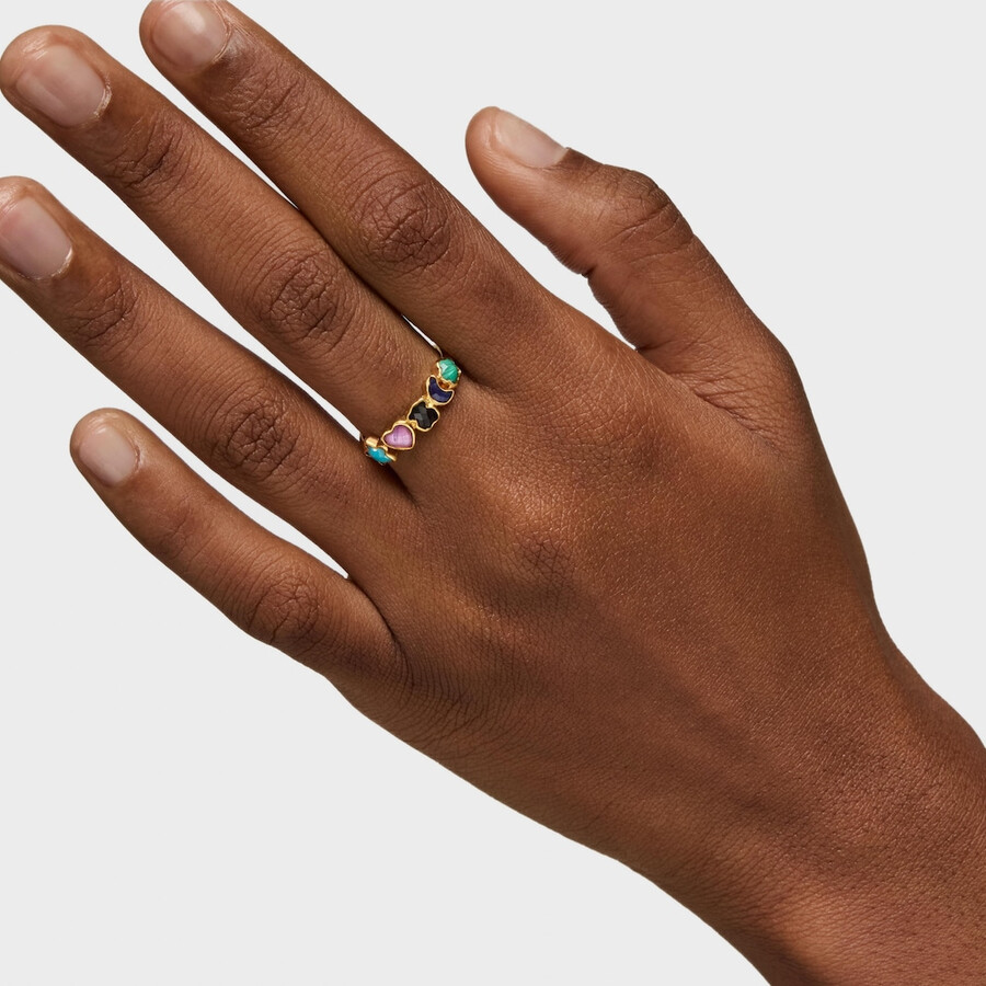 anello glory in argento vermeil con cinque motivi di pietre preziose multicolori