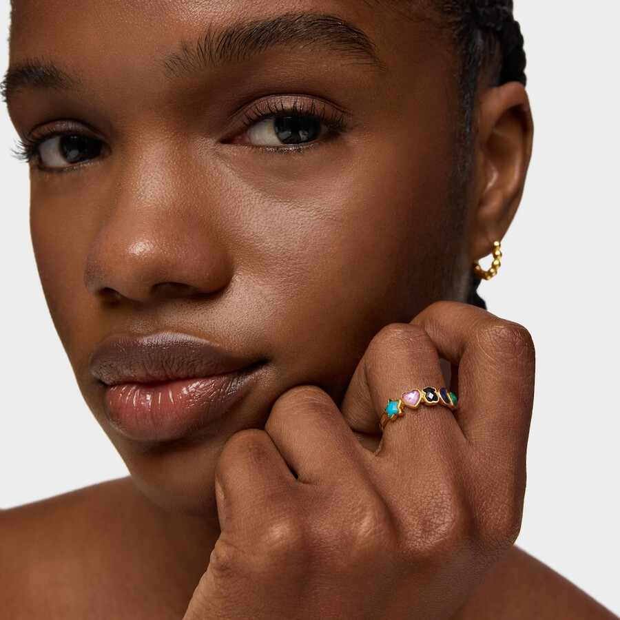 anello glory in argento vermeil con cinque motivi di pietre preziose multicolori
